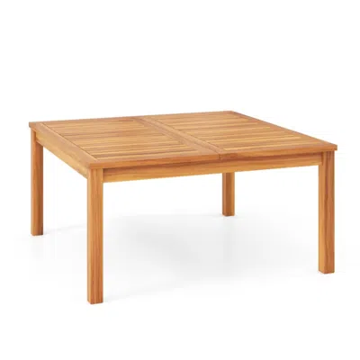 Hivvago 35.5 Inches Patio Solid Acacia Wood Coffee Table Side Table In Brown
