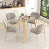 Hivvago 35.5 Inches Round Glass Dining Table For 4 With Rubber Wood Frame-natural