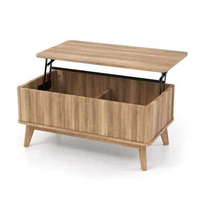 Hivvago 35.5" Rectangle Wooden Fluted Lift Top Coffee Table