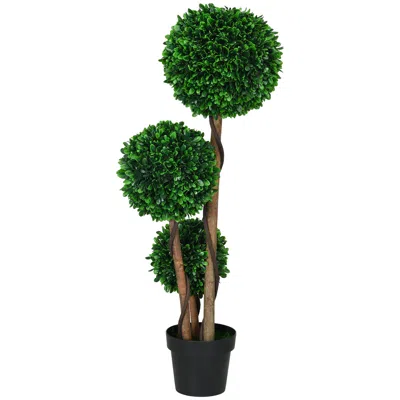 Hivvago 3.5ft Triple Ball Faux Boxwood Tree With Pot Indoor Outdoor Plant