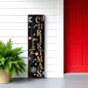 Hivvago 36" Black And Gold Merry Christmas Snowflakes Solid Wood Porch Sign In Black