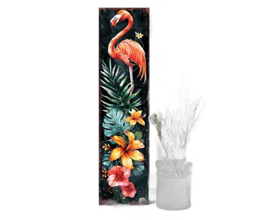 Hivvago 36" Black Coral And Green Solid Wood Flamingo Porch Sign In Multi