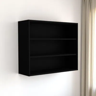 Hivvago 36" Black Wood Three Tier Wall Mounted Floating Shelf