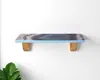 Hivvago 36" Blue And Natural Wood Agate Pattern Wall Mount Accent Shelf In Black