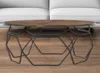 Hivvago 36" Brown And Black Solid Wood And Metal Round Coffee Table In Black