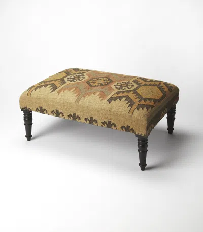 Hivvago 36" Brown Linen Footstool Ottoman In Multi