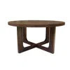 Hivvago 36" Brown Solid Wood Round Cross Legs Coffee Table In Brown