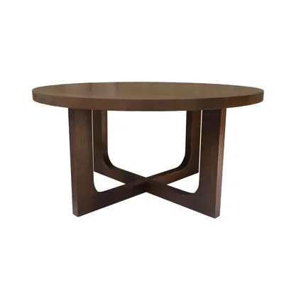 Hivvago 36" Brown Solid Wood Round Cross Legs Coffee Table