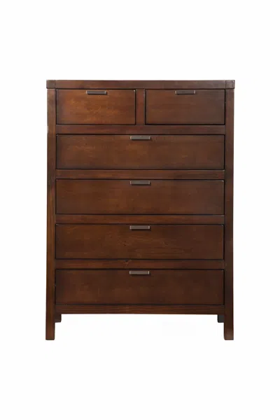 Hivvago 36" Brown Solid Wood Six Drawer Chest