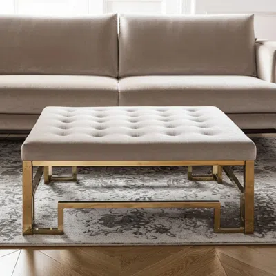 Hivvago 36" Champagne Polyester Tufted Cocktail Ottoman In Gray