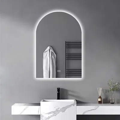 Hivvago 36" Clear Lighted Arch Unframed Bathroom Vanity Mirror In White