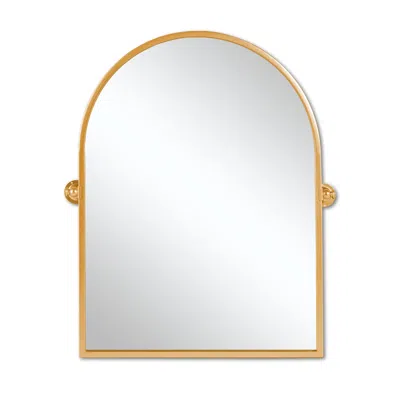 Hivvago 36" Gold Arch Metal Framed Standing Mirror In White