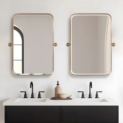 Hivvago 36" Gold Iron Framed Bathroom Vanity Mirror In Neutral