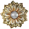 Hivvago 36" Gold Metal Flower Framed Accent Mirror In Brown