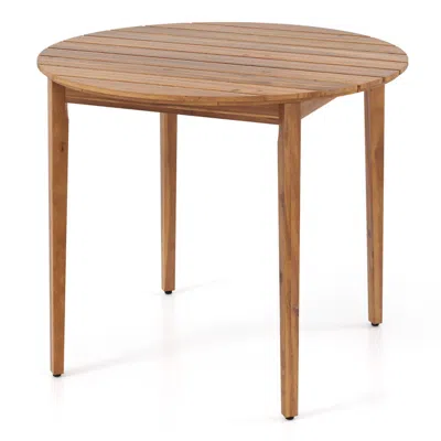 Hivvago 36 Inch Acacia Wood Round Outdoor Dining Table For 4 People