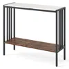 Hivvago 36 Inch Console Table 2-tier Industrial Foyer Table With Sintered Stone Tabletop