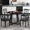 Hivvago 36 Inch Mid-century Round Dining Table With Pedestal Base For Dining Room-black