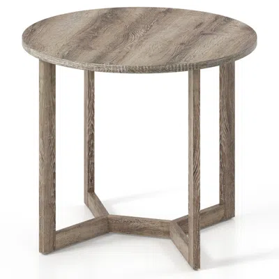 Hivvago 36 Inch Round Wood Dining Table For 2-4 People With Wing-shaped Pedestal Base