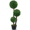 Hivvago 36 Inch Tall Artificial Boxwood Topiary Tree In Pot