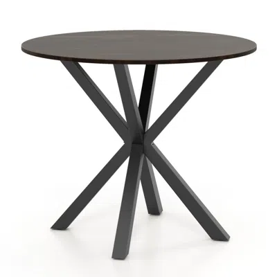 Hivvago 36 Inch Wood Dining Table With Intersecting Pedestal Base For 2-4 People
