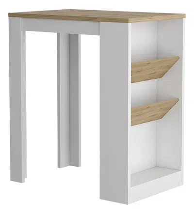 Hivvago 36" Natural And White Wood Kitchen Island With Storage