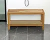 Hivvago 36" Natural Solid Teak Rectangular Shower Bench With Shelf In Brown