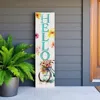 Hivvago 36" White And Turquoise Hello Solid Wood Porch Sign In White