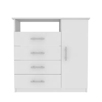 Hivvago 36" White Manufactured Wood Four Drawer Combo Dresser