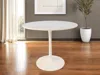 Hivvago 36" White Rounded Marble And Iron Pedestal Base Dining Table In White
