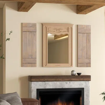 Hivvago 36 X 11 Inch Farmhouse Paulownia Wood Window Shutters Set Of 2 For Windows-light Brown