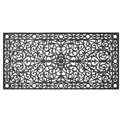 Hivvago 36" X 72" Black Scrollwork Outdoor Rubber Door Mat In Brown