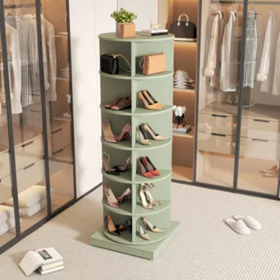 Hivvago 360 Degree Green Rotating Shoe Cabinet With 6 Layers
