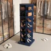 Hivvago 360 Degree Navy Blue Rotating Shoe Cabinet With 6 Layers