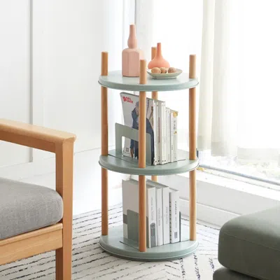 Hivvago 360 Degree Rotating 3 Tier Bookshelf In Blue
