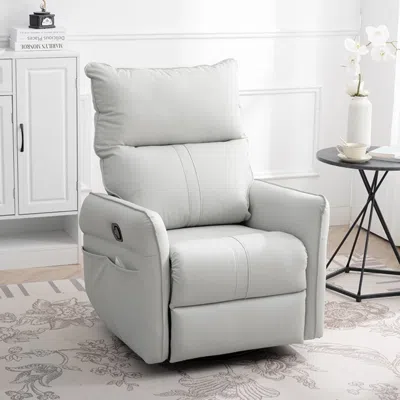 Hivvago 360 Degree Swivel Rocker Recliner Chair With Side Pocket In Gray