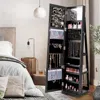 Hivvago 360â° Rotatable 2-in-1 Lockable Jewelry Cabinet With Full-length Mirror-black