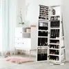 Hivvago 360â° Rotatable 2-in-1 Lockable Jewelry Cabinet With Full-length Mirror-white