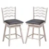 Hivvago 360â° Swivel Bar Stools With Rubber Wood Frame And Ergonomic Backrest And Footrest-29 Inches