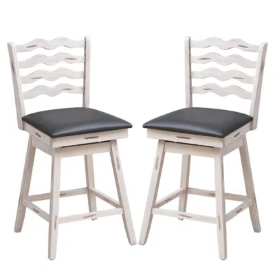Hivvago 360â° Swivel Bar Stools With Rubber Wood Frame And Ergonomic Backrest And Footrest-29 Inches
