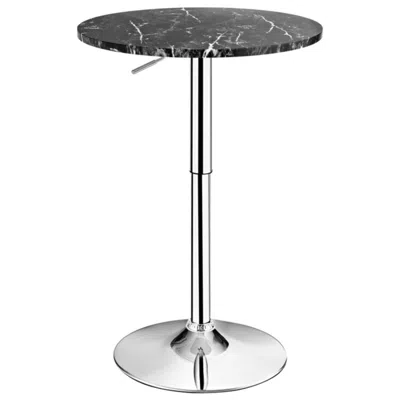 Hivvago 360â° Swivel Cocktail Pub Table With Sliver Leg And Base-black