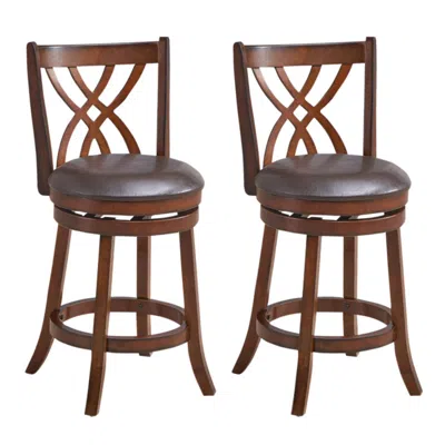 Hivvago 360â° Swivel Counter Height Chairs With Pu Leather Cushioned Seat And Footrests-26 Inches