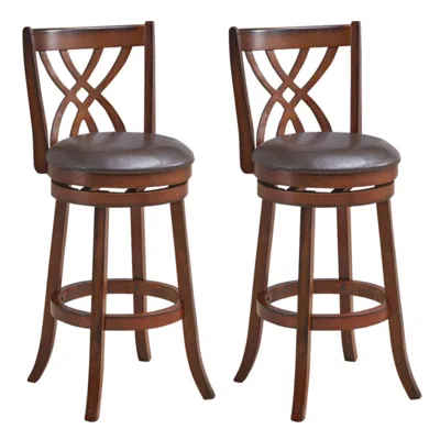 Hivvago 360â° Swivel Counter Height Chairs With Pu Leather Cushioned Seat And Footrests-30 Inches In Black