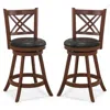 Hivvago 360â° Swivel Upholstered Barstools Set Of 2 With Back And Footrest-29 Inches