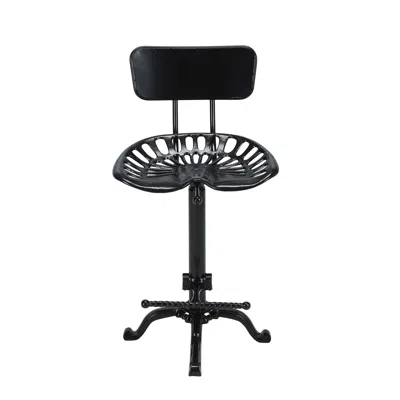 Hivvago 37" Black Iron Low Back Bar Height Bar Chair