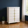 Hivvago 37" Gold Wood Five Drawer Dresser In White