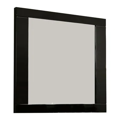 Hivvago 37 Inch Rectangular Mirror With Wooden Frame, Black