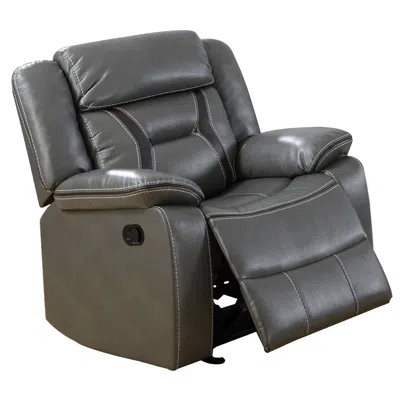 Hivvago 37 Inches Leatherette Glider Recliner With Pillow Arms, Gray