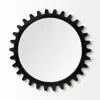 Hivvago 37" Round Black Metal Frame Wall Mirror In Black