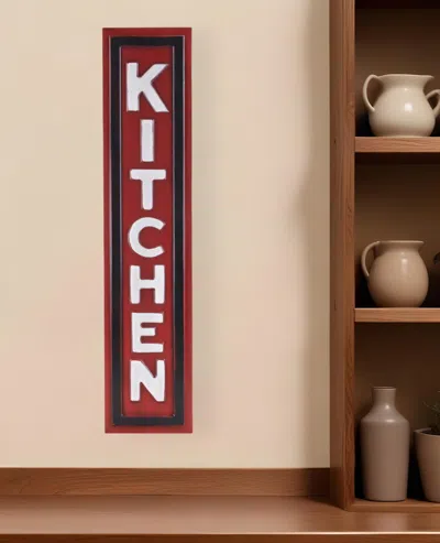 Hivvago 37" X 8" Red And White Kitchen Metal Wall Decor
