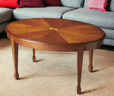 Hivvago 38" Brown Wood Oval Coffee Table